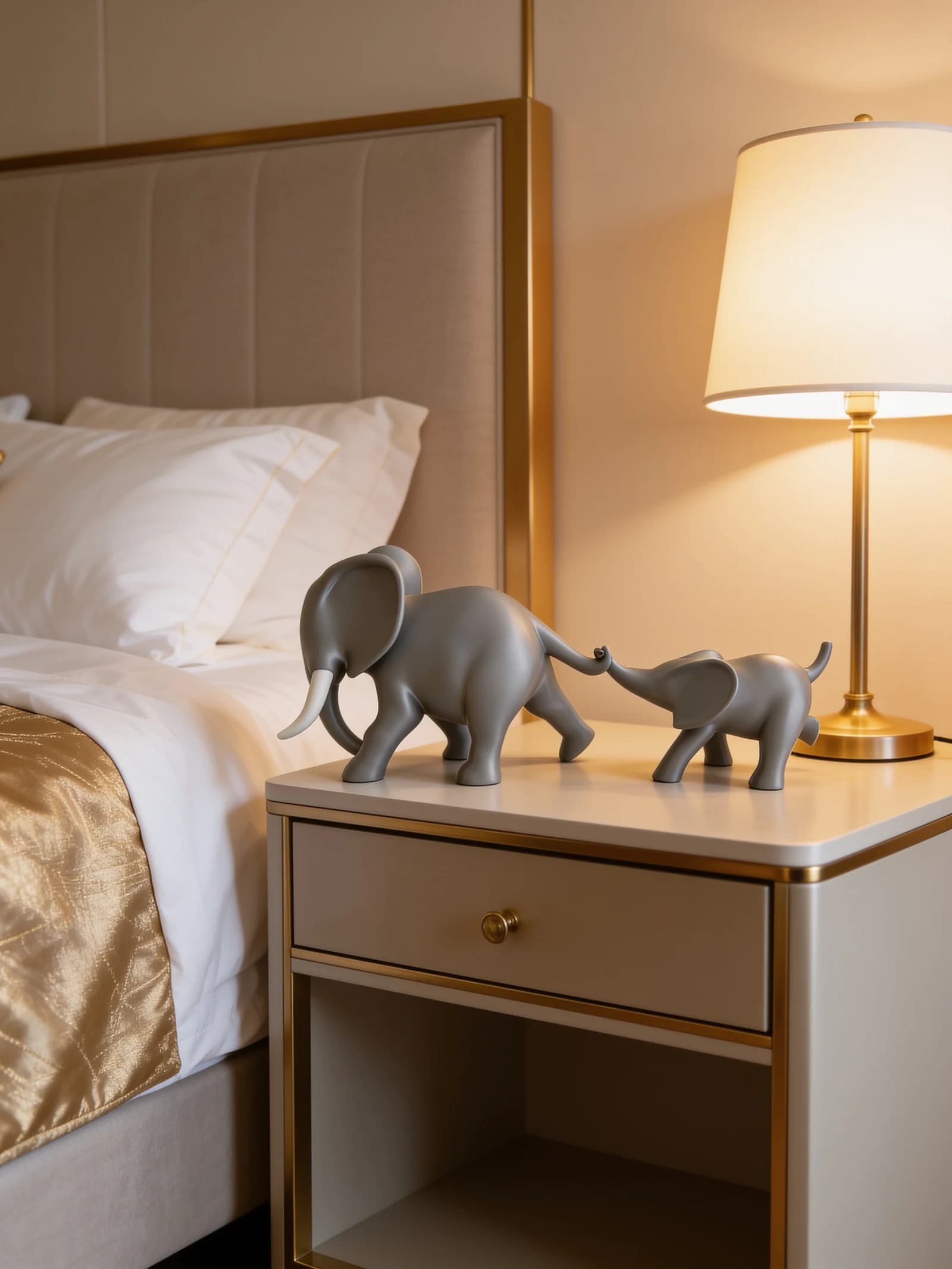 Matanga grey elephant family showpiece