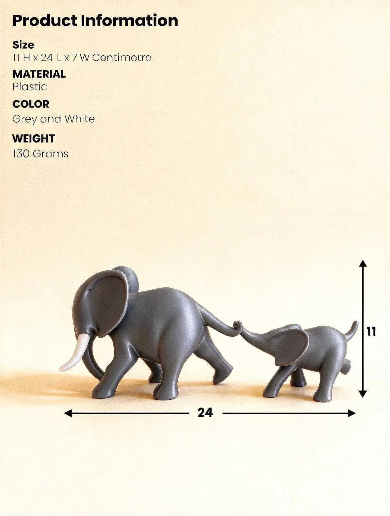 Matanga grey elephant family showpiece