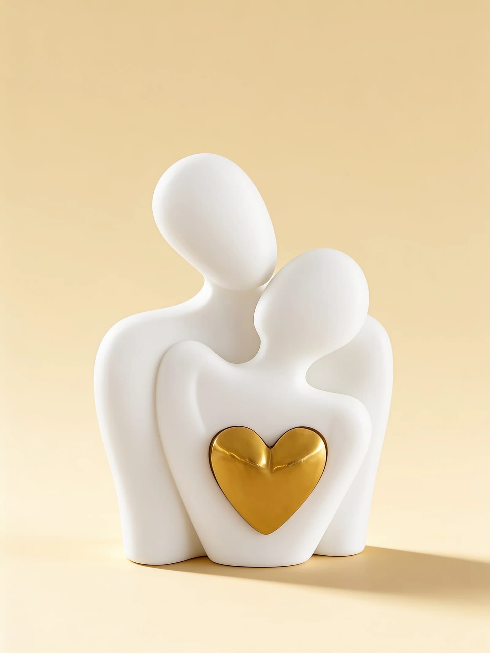 Eternal Embrace couple statue with golden heart
